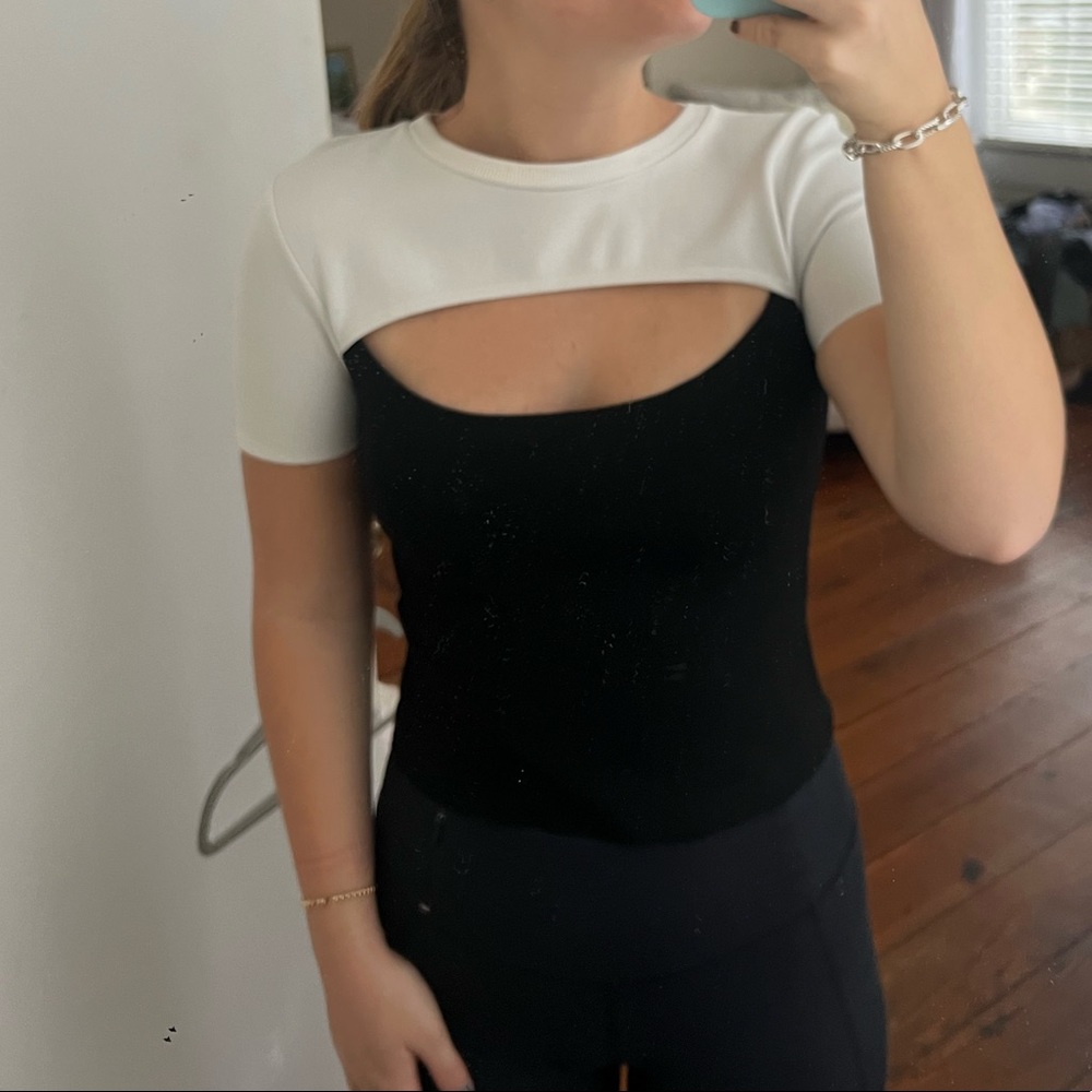 Zara knit cutout contrast top - Picture 3 of 7